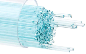 Bullseye stringer,Ø ca. 2 mm,COE 90,transparent,aqua blue tint,code 1808,ca. 180 g