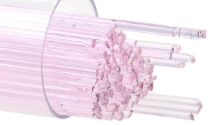 Bullseye stringer,Ø ca. 1 mm,COE 90,transparent,erbium pink tint,code 1821,ca. 180 g