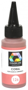 Enamel paint for glass (COE82,COE90,COE96) and ceramic,Color Line 126,coral,ca. 62 g,item number 5200126.