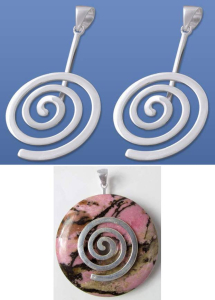 Donuthalter,Spirale,rund,Durchmesser ca. 25 mm,925er Sterling Silber,2 Stücke,Artikelnummer 3421DP-2.