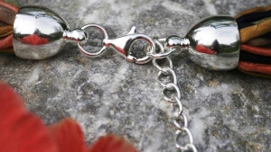 2 end caps,inner diameter ca. 7 mm,with lobster claw and extension chain,925 Sterling Silver,item number 3476B (application example).