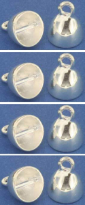 Endkappen,Durchmesser ca. 9 mm,mit Steg innen,und offener Öse,925er Sterling Silber,4 Stücke,Artikelnummer 3479B-4.