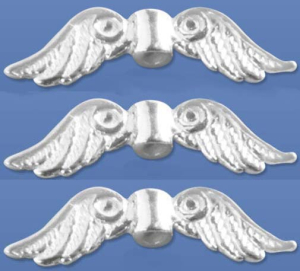 Zwischenteile," Engelsflügel ",ca. 27 x 9 mm,925er Sterling Silber,3 Stücke,Artikelnummer 3730B-3.