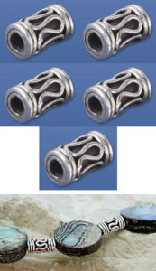 Zwischenteil,Ethnostil,Zylinder,Aussendurchmesser 5 mm,Innendurchmesser 1,5 mm,Länge 10 mm,925er Sterling Silber,5 Stücke,Artikelnummer 3831C-5.
