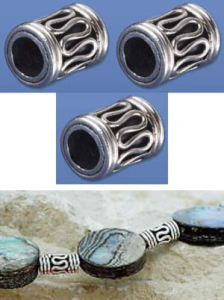 Zwischenteil,Ethnostil,Zylinder,Aussendurchmesser 8 mm,Innendurchmesser 5 mm,Länge 10 mm,925er Sterling Silber,3 Stücke,Artikelnummer 3831F-3.