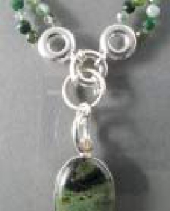 Spring washer,diameter ca. 12 mm,for multirow chain,925 Sterling Silver,item number 3526AX (application example).