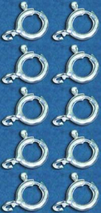 Verschlüsse,Federringe,Durchmesser ca. 7 mm,925er Sterling Silber,10 Stücke,Artikelnummer 3523-10.