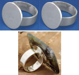 Fingerrings,verstellbar,mit Klebefläche Durchmesser 18 mm,925er Sterling Silber,2 Stücke,Artikelnummer 3404-2.