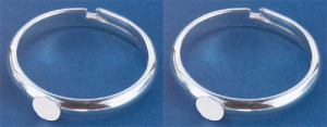 Fingerringe,verstellbar,mit Klebefläche Durchmesser 4 mm,925er Sterling Silber,2 Stücke,Artikelnummer 3407-2.