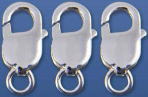 Verschlüsse,Karabiner,CHR,Länge ca. 18 mm,mit offenem Ring,925er Sterling Silber,5 Stücke,Artikelnummer 3567-5.