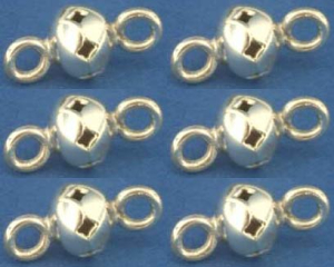 Intermediate parts,ethno style,Silver,beads,Ø ca. 5,5 mm,perforated,with 2 loops,6 pieces,item number 3897-6.