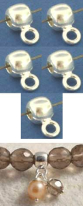 Zwischenteile,925er Sterling Silber,Kugeln,Ø ca. 4 mm,mit Öse zum Einhängen,5 Stücke,Artikelnummer 3898-5.