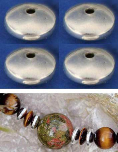 Zwischenteile,925er Sterling Silber,Linsen,flach,Ø ca. 10 mm,4 Stücke,Artikelnummer 3745H-4.