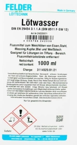 Lötwasser,1 Liter,Artikelnummer 5018003.
