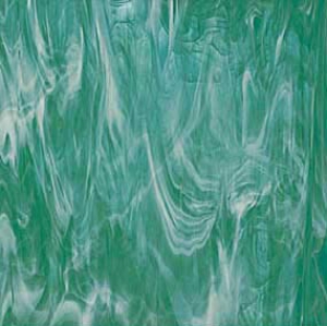 Oceanside Glass,COE 96,Sp 823-72 F,semi translucent,teal green,white,ca. 15 x 15 cm,item number 9700180-15.