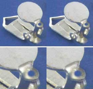 Ohrclips mit runder Klebefläche,Durchmesser 8 mm,und Öse,925er Sterling Silber,2 Stücke,Artikelnummer 3721H-2.
