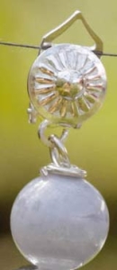 Ear clip " Rosette ",diameter ca. 8,5 mm,with loop to hook in,925 Sterling Silver,1 piece,item number 3724B (application example).