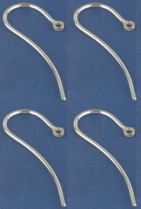 Ear hooks,fish hooks with loop,length ca. 12 mm,925 Sterling Silver,4 pieces,item number 3681O-004.