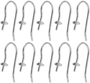 Ohrhaken,Fischhaken mit Kappe und Stift zum Einkleben,925er Sterling Silber,10 Stücke,Artikelnummer 3688ER-010.