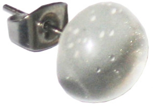 Ear studs,925 Sterling Silver,with handmade glass stone,diameter ca. 10 mm,clear,silver,1 pair,item number 22220100,manufactured in our own atelier.Carmen Harusta,Glasinsel ®,Goettingen,Germany.