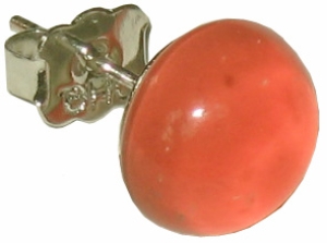 Ohrstecker,925er Sterling Silber,mit handgemachtem Glasstein,Durchmesser ca. 10 mm,orange-hellrot,1 Paar,Artikelnummer 22222600,in unserem eigenen Atelier gefertigt.Carmen Harusta,Glasinsel ®,Göttingen,Deutschland.