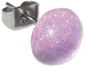 Ear studs,925 Sterling Silver,with handmade glass stone,diameter ca. 10 mm,light mauve,1 pair,item number 22225800,manufactured in our own atelier.Carmen Harusta,Glasinsel ®,Goettingen,Germany.