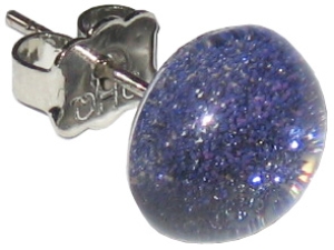 Ohrstecker,925er Sterling Silber,mit handgemachtem Glasstein,Durchmesser ca. 10 mm,dunkelviolett,1 Paar,Artikelnummer 22226600,in unserem eigenen Atelier gefertigt.Carmen Harusta,Glasinsel ®,Göttingen,Deutschland.