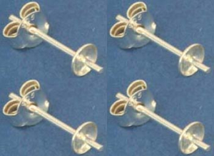 Ohrstecker mit Schale,Ø ca. 3 mm,und Stift,925er Sterling Silber,4 Stücke,Artikelnummer 3688-4.