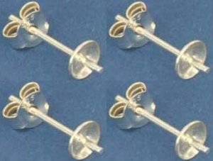 Ohrstecker mit Schale,Ø ca. 5 mm,und Stift,925er Sterling Silber,4 Stücke,Artikelnummer 3688B-4.