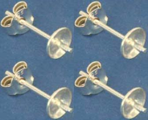 Ohrstecker mit Schale,Ø ca. 7 mm,und Stift,925er Sterling Silber,4 Stücke,Artikelnummer 3688D-4.