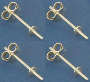 Ohrstecker mit Platte,Ø ca. 3 mm,und Stift,925er Sterling Silber,4 Stücke,Artikelnummer 3689-4.