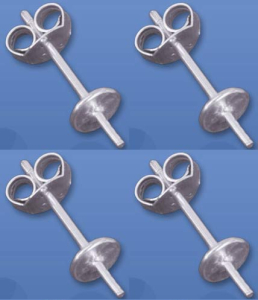 Ohrstecker mit Platte,Ø ca. 5 mm,und Stift,925er Sterling Silber,4 Stücke,Artikelnummer 3689B-4.