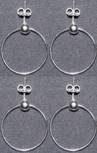Ear studs with bead and ring,diameter ca. 22 mm,Sterling Silver,4 pieces,item number 3713HX-4.
