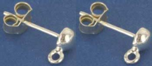 Ohrstecker mit Halbkugel,Ø ca. 3,5 mm,und Öse,925er Sterling Silber,2 Stücke,Artikelnummer 3715A-2.