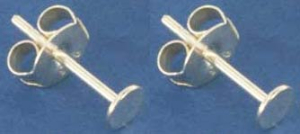 Ear studs with glueing area,with flat board,Ø ca. 3,5 mm,Sterling Silver,2 pieces,item number 3717A-2.