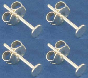 Ohrstecker mit Klebefläche,mit Platte,Ø ca. 3,5 mm,925er Sterling Silber,4 Stücke,Artikelnummer 3717A-4.
