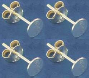 Ohrstecker mit Klebefläche,mit Platte,Ø ca. 5 mm,925er Sterling Silber,4 Stücke,Artikelnummer 3717B-4.