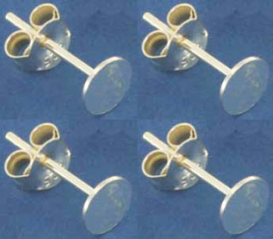 Ohrstecker mit Klebefläche,mit Platte,Ø ca. 6 mm,925er Sterling Silber,4 Stücke,Artikelnummer 3717C-4.