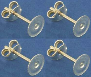 Ohrstecker mit Klebefläche,mit Platte,Ø ca. 8 mm,925er Sterling Silber,4 Stücke,Artikelnummer 3717E-4.