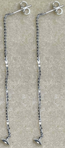 Ohrstecker mit Kette,Länge ca. 50 mm,und Halblinse,Durchmesser ca. 5 mm,925er Sterling Silber,2 StückeArtikelnummer 3728B-2.