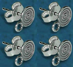 Ohrstecker " Bali ",Ø ca. 7 mm,mit Öse,925er Sterling Silber,4 Stücke,Artikelnummer 3965A-4.