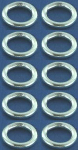 Rings,closed,Sterling Silver,thickness ca. 1,5 mm,Ø ca. 9 mm,10 pieces,item number 3571E-10.