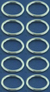 Rings,closed,Sterling Silver,brushed,thickness ca. 1,5 mm,Ø ca. 8 mm,10 pieces