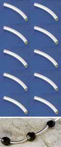 Zwischenteile,925 Sterling Silber,Rohre,gebogen,Länge ca. 20 mm,Innendurchmesser ca. 2,4 mm,10 pieces,Art.Nr. 3806B-10.