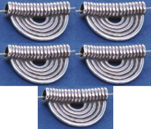 Zwischenteile,Ethnostil,925er Sterling Silber,Röhrchen mit Halbring,ca. 10 x 8 mm,5 Stücke,Artikelnummer 3960A-5.