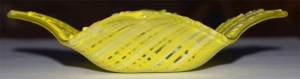 Glass bowl,canary yellow,spring green,white,clear,ca. 13 x 13 cm,height ca. 4 cm,item number 120030,manufactured in our own studio in Goettingen,Germany (image 3).