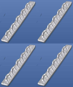 Chain bars with 5 loops,inner Ø ca. 1,2 mm,5-row,Sterling Silver,4 pieces,item number 3460C-4.