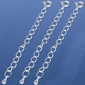 Verlängerungsketten mit Federring,Länge ca. 60 mm,Kettenglieddurchmesser ca. 4 mm,925er Sterling Silber,3 Stücke,Artikelnummer 3598E-3.