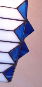 Wall lamp " Toska ",stained glass,white,blue,width ca. 13 cm,height ca. 19,5 cm,item number 3042.