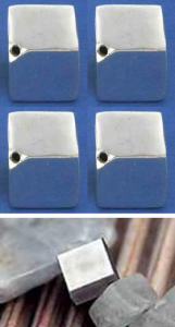 Würfel,diagonal gebohrt,Kantenlänge ca. 6 mm,925er Sterling Silber,4 Stücke,Artikelnummer 3835D-4.